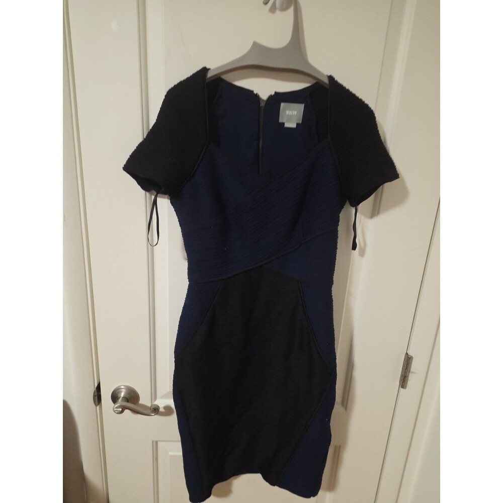 Anthropologie Maeve black and blue colorblock crepe bodycon dress size 4 Work